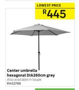 Dia Center Umbrella Hexagonal 260cm Grey