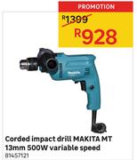 Makita MT Corded Impact Drill 13mm 500W Variable Speed