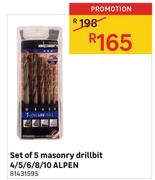 Alpen Set Of Masonry Drillbit-4/5/6/8/10