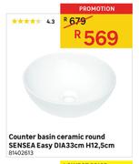 Counter Basin Ceramic Round SENSEA Easy DIA 33cm H12.5Cm
