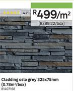 Cladding Oslo Grey 325x75mm-Per Sqm