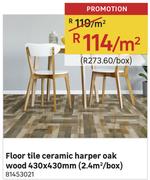 Floor Tile Ceramic Harper Oak Wood 430x430mm-Per Sqm