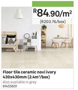 Floor Tile Ceramic Novi Ivory 430 x 430mm-Per Sqm