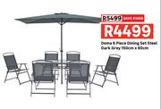 Doma 6 Piece Dining Set Steel Dark Grey 150cm x 80cm
