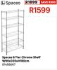 Spaceo 6 Tier Chrome Shelf W90 x D35 x H180cm 81488667