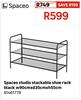 Spaceo Studio Stackable Shoe Rack Black W90cm x d35cm x h55cm 81461778