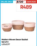 Modern Woven Decor Basket Set Of 3 cd9a63f7