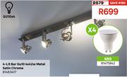 Inspire 4 Lit Bar GU10 4x4 2W Metal Satin Chrome 81483417