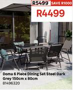 Doma 6 Piece Dining Set Steel Dark Grey 150cm x 80cm 81496320
