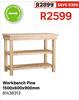 Workbench Pine 1500 x 600 x 900mm 81438313