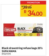 Supa Mama Black Drawstring Refuse Bags-20's