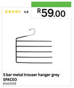 Spaceo 5 Bar Metal Trouser Hanger (Grey)
