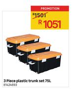 3 Piece Plastic Trunk Set 75L