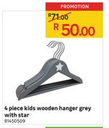 4 Piece Kids Wooden Hanger (Grey With Star)