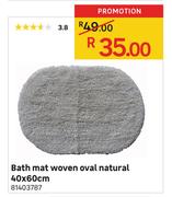 Bath Mat Woven Oval Natural 40 x 60cm
