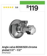 Benkiser Angle Valve Chrome Plated 1/2" - 1/2"