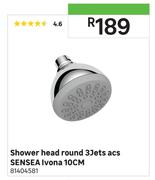 Sensea Lvona 10cm Shower Head Round 3 Jets Acs