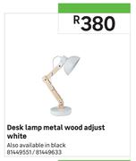 Desk Lamp Metal Wood Adjust White