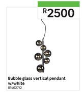 Bubble Glass Vertical Pendant W/ White