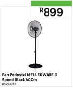 Mellerware Fan Pedestal 3 Speed (Black) 40cm