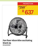 Eq Fan Floor 40cm 60W Oscillating (Black)