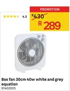 Equation 40W White & Grey Box Fan 30cm