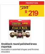 Fighter Round Polished Brass Knoblock