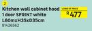 Sprint White Kichen Wall Cabinet Hood 1 Door L60 x H35 x D35