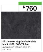 Kitchen Worktop Laminate Slate Black L360 x D60 x T2.8cm