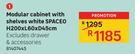 Spaceo Modular Cabinet With Shelves White H 200 x L 60 x D45cm