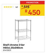 Shelf Chrome 3 Tier H 60 x L 35 x D 90cm