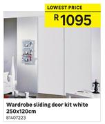 Wardrobe Sliding Door Kit White 250 x 120cm