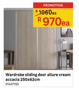 Wardrobe Sliding Door Allure Cream Accacia 250 x 62cm-Each