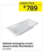 Bathtub Rectangular Acrylic Tamarin White 70 x 170 x 40cm