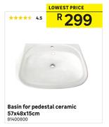Basin For Pedestal Ceramic 54 x 48 x 15cm