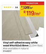 Vinyl Self Adhesive Easy White Wood 914 x 152 x 0.18mm-Per Sqm
