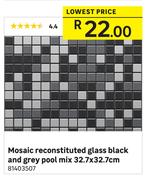 Mosaic Reconstituted Glass Black And Grey Pool Mix 32.7 x 32.7cm