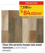 Floor Tile Ceramic Harper Oak Wood 43 x 43cm-Per Sqm