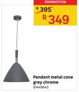 Pendant Metal Cone Grey Chrome