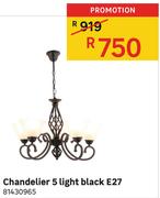 Chandelier 5 Light Black E27
