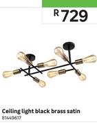 Ceiling Light Black Brass Satin