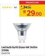 LED Bulb Gu10 Glass 4W 345lm 2700K