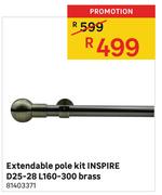 Extendable Pole Kit Inspire D25-28 L160-300 Brass
