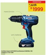 Cordless Impact Drill Bosch Professional GSB180LI 18V 2 Battery Li-Ion 1.5Ah