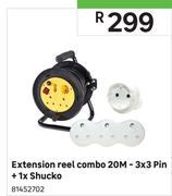 Extension Reel Combo 20m-3x3 Pin + 1 x Shucko