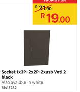 Socket 1 x 3P-2 x 2P-2 x USB Veti 2 Black