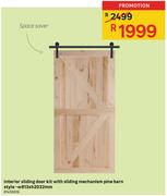 Interior Sliding Door Kit With Sliding Mechanism Pine Barn Style-W813 x H2032mm