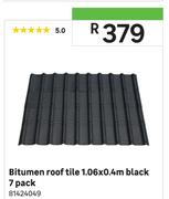 Bitumen Roof Tile 1.06 x 0.4m Black 7 Pack