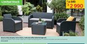 Novara Relax Set Grey, 2 Arm Chairs, 1 Sofa & Coffee Table/Storage Unit