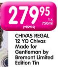 Chivas Regal 12 Yo Chivas Made For Gentleman By Bremout Limited Edition Tin-750ml